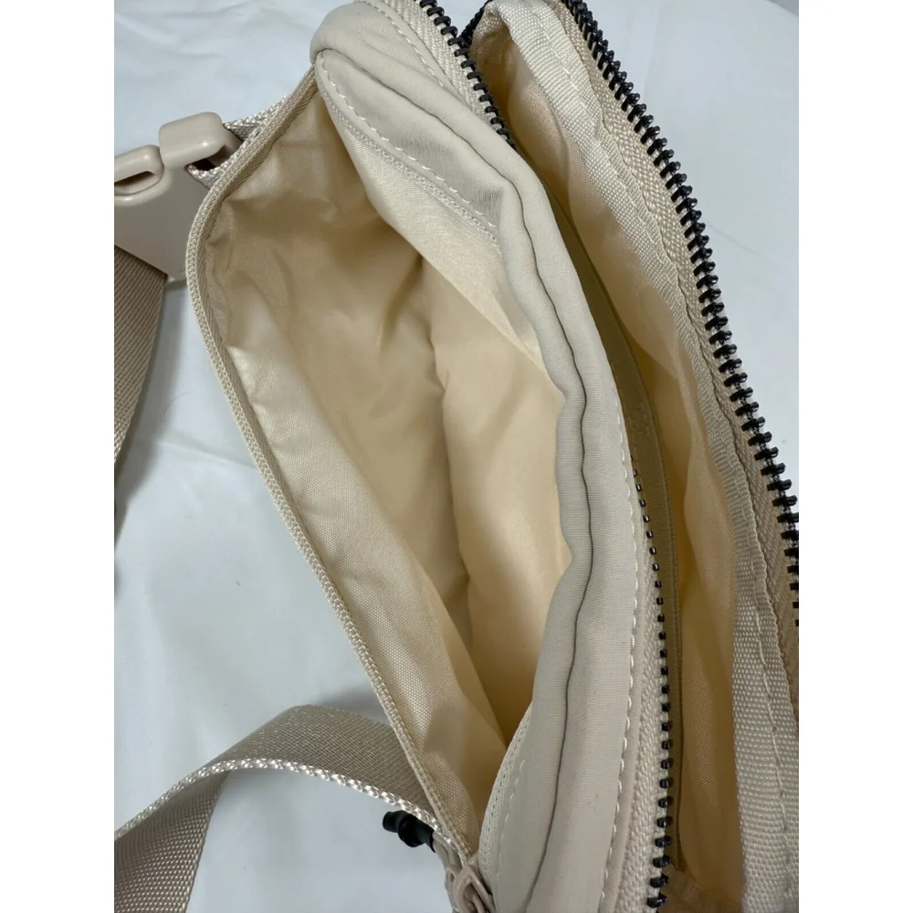 Small Beige Nylon Waist/Crossbody Bag